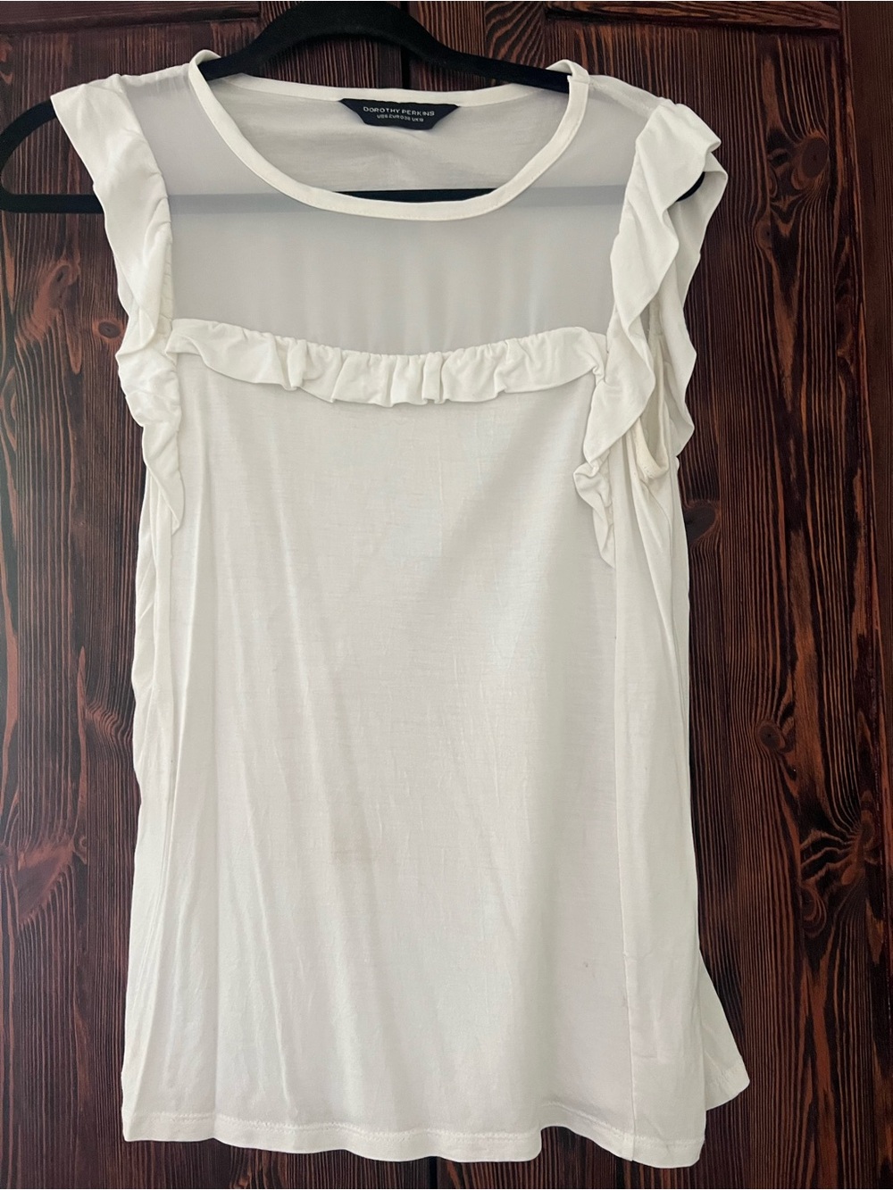Dorothy Perkins White Ruffle Sleeve Tank Top